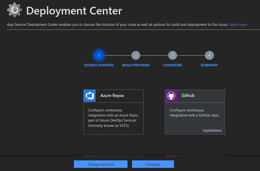 Select Deployment Center