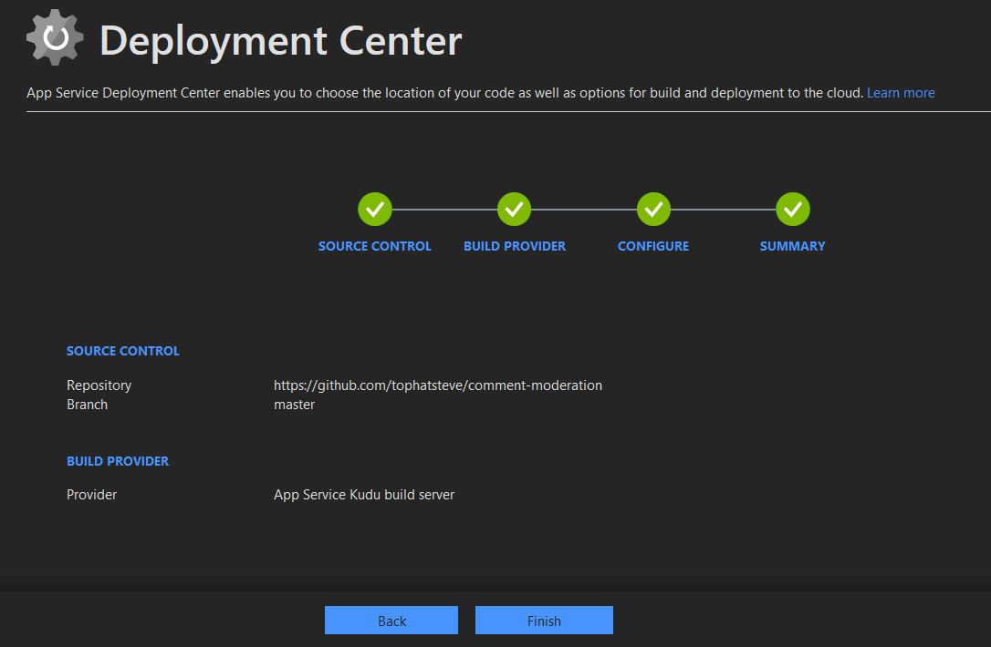 Select Deployment Center